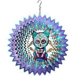 Wind Spinner Cat 12inch 3D Stainless Steel Wind Sculpture Christmas Decor